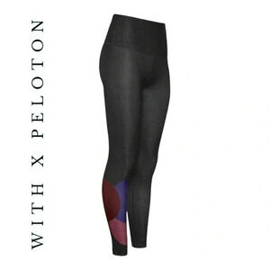 1612. WITH X PELOTON LEGGINGS PLAID STRIPES BLACK IN COLOR REVERSIBLE SIZE SMALL